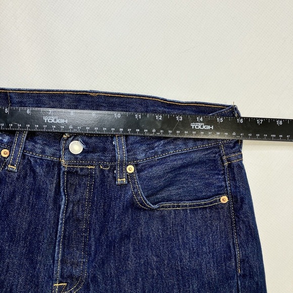 Levis 501 0115 Jeans Dark Rigid Denim Men’s 32x32 Y2K Button Fly - Picture 8 of 12